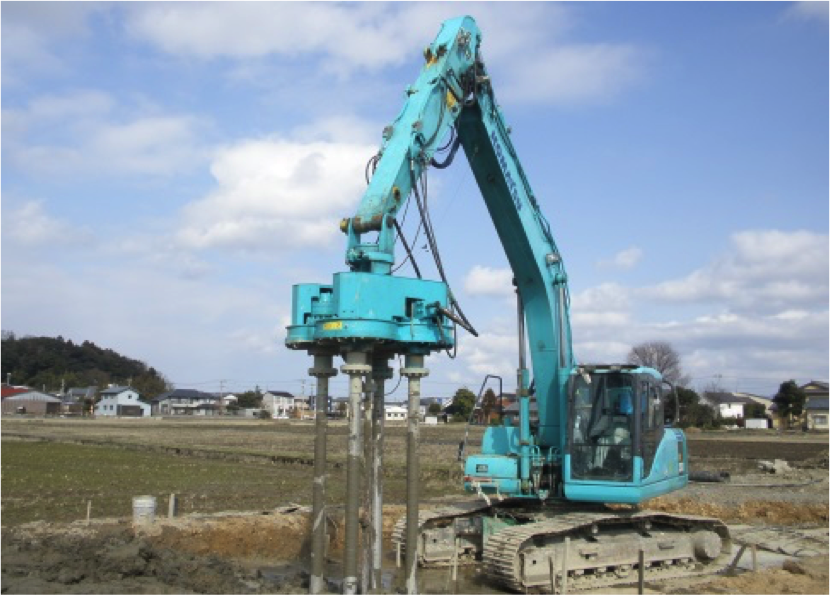 ４軸同時改良を可能にした、確実な浅・中層混合処理工法【浅深４軸工法協会（太洋基礎工業）公式ホームページ】